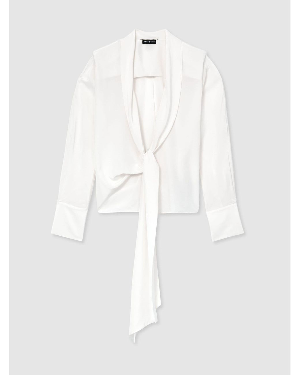 ATELIER Black Silk Crepe De Chine Tie-Front Shirt