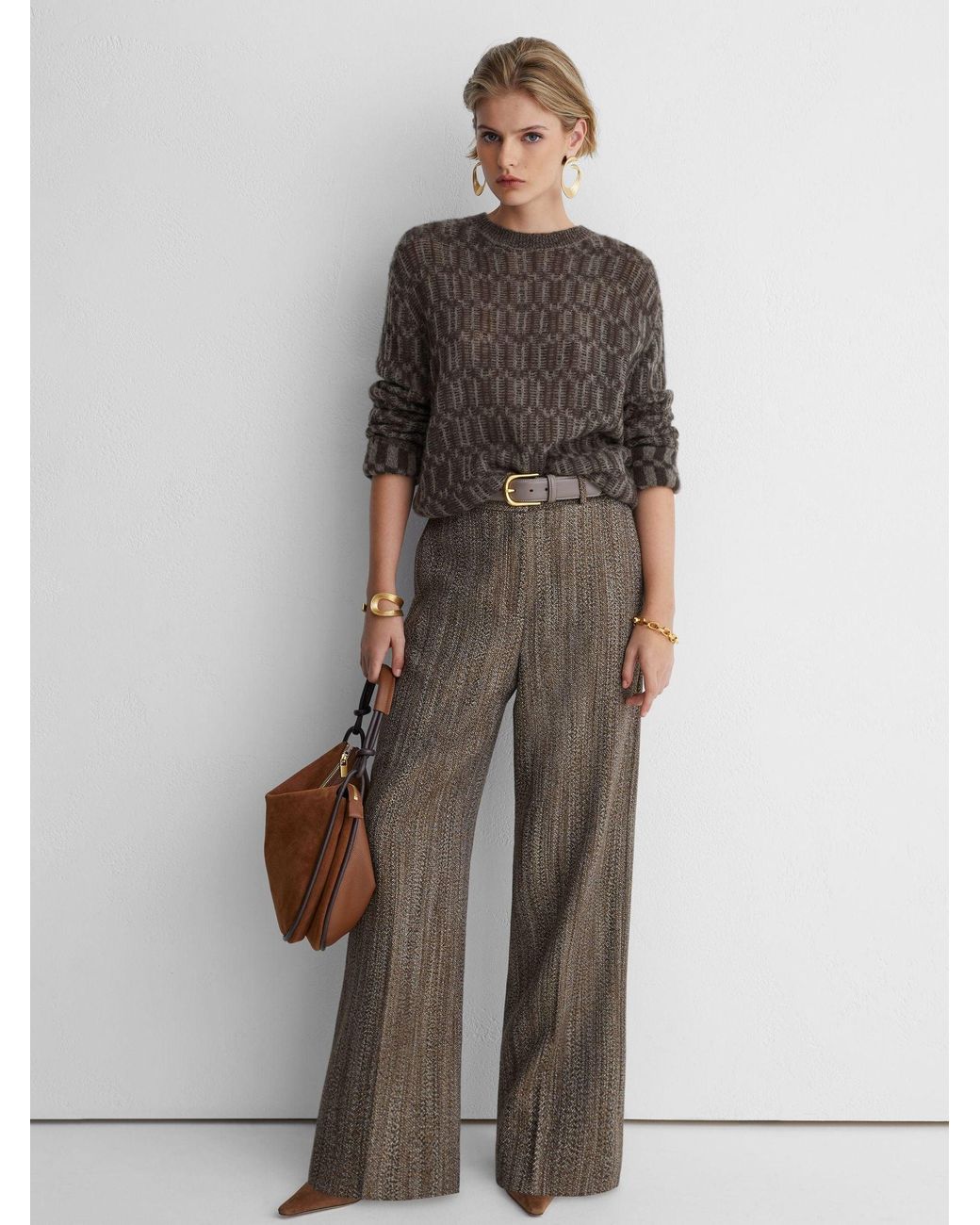 ATELIER Gray Cashmere-silk Geometric-knit Jumper