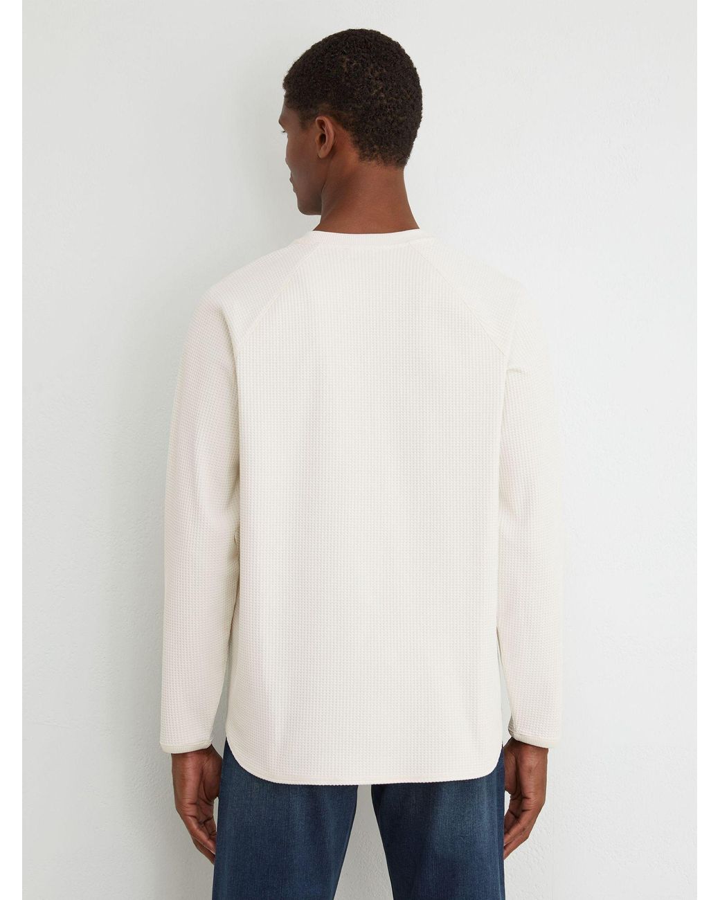 Reiss White Waffle Crew-Neck Sweatshirt for men