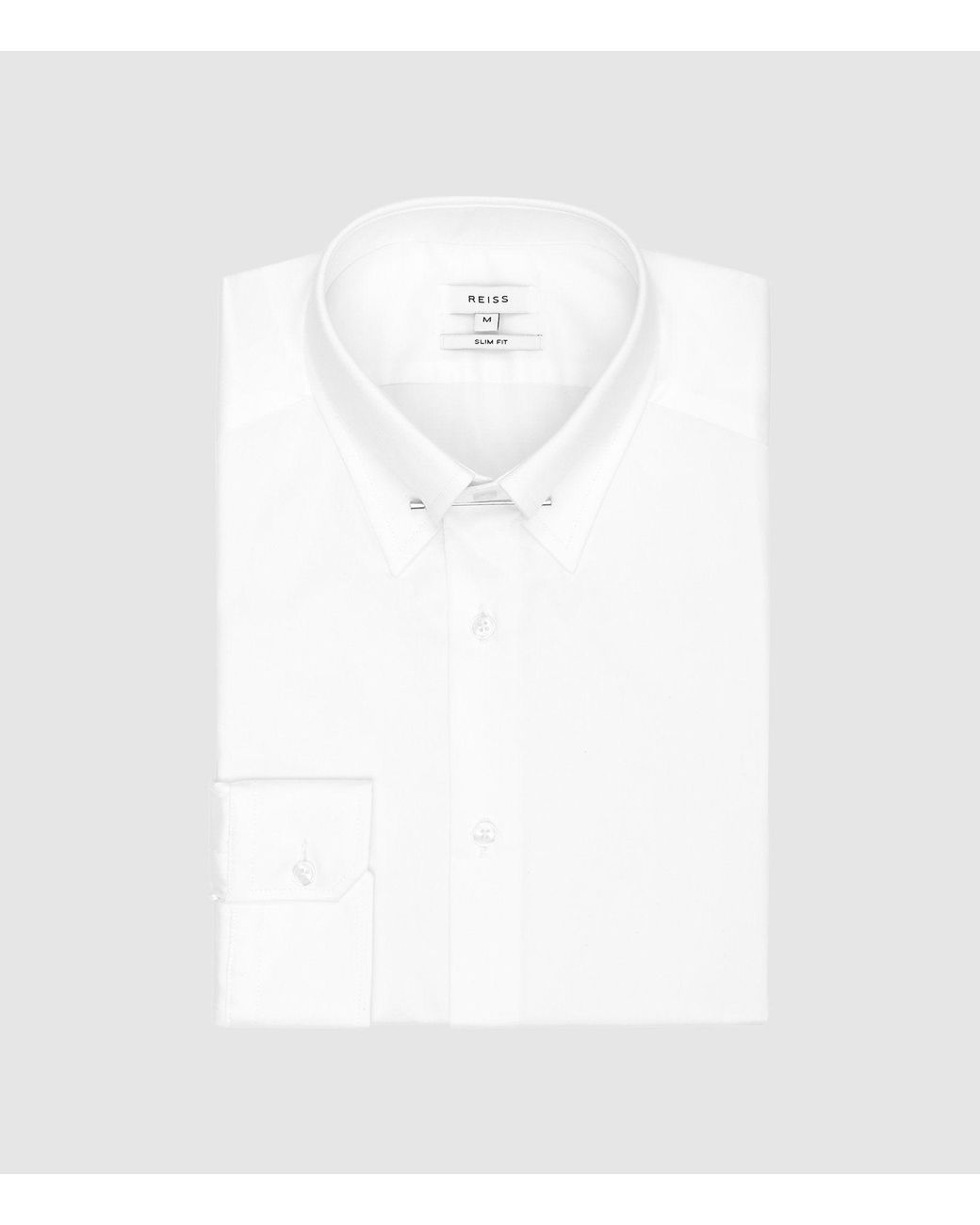 Reiss Caldwell Slim Two Fold Collar Bar Slim Fit Shirt in White for