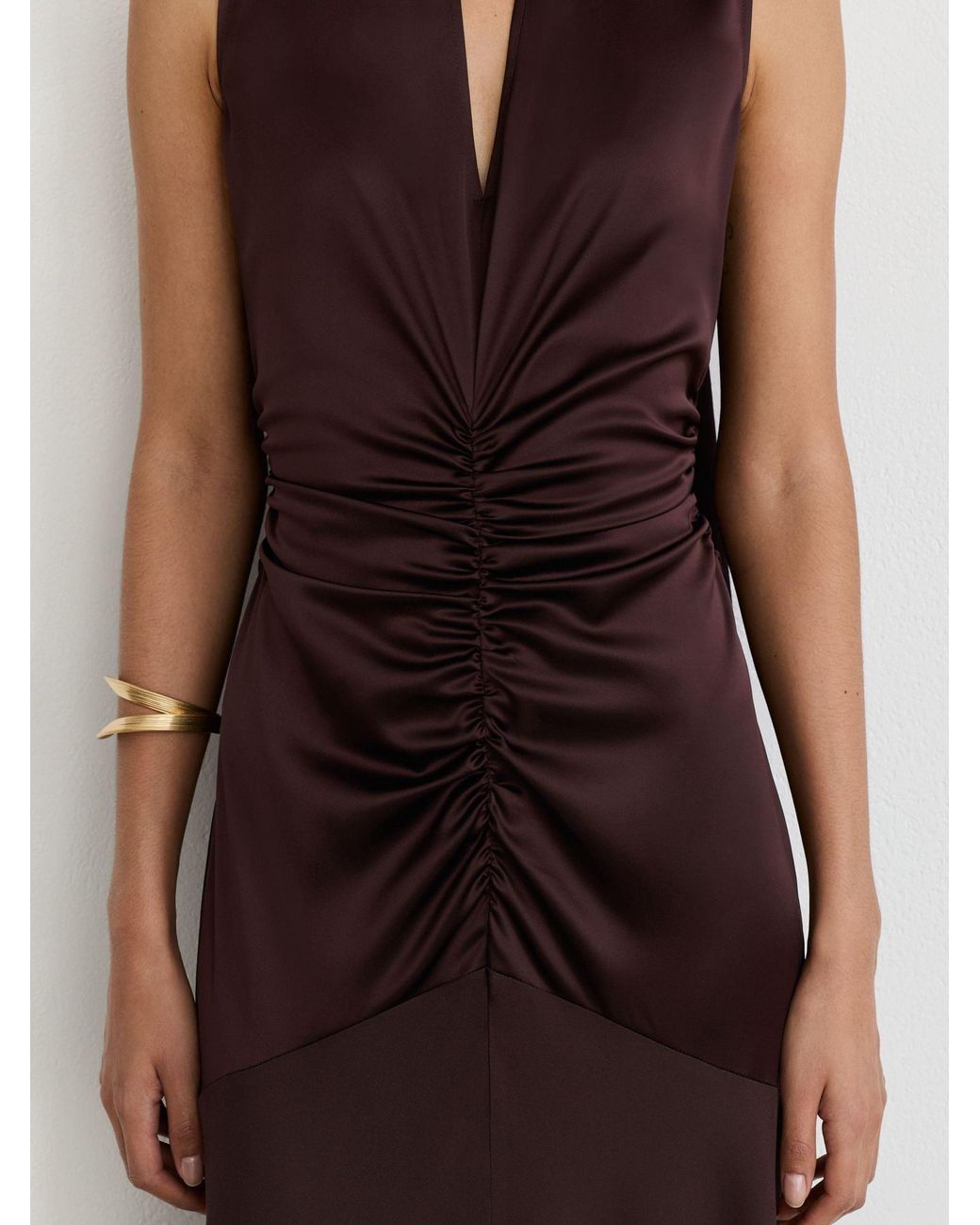 Reiss Multicolor Cape-Detail Satin-Mix Ruched Maxi Dress