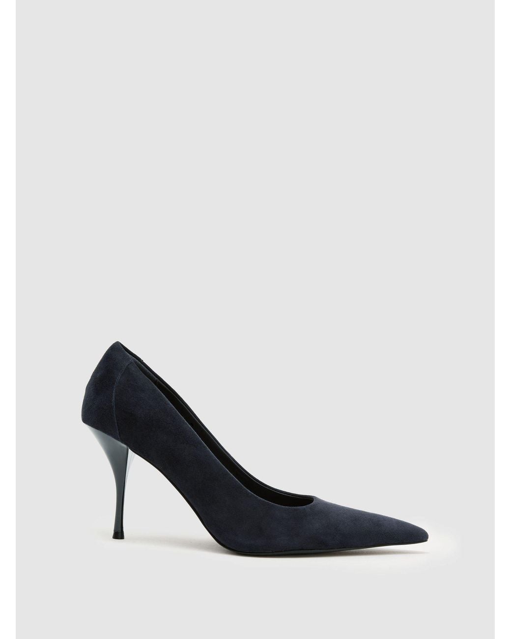 Reiss Gray Suede Pointed-Toe Mid-Heel Court Shoes