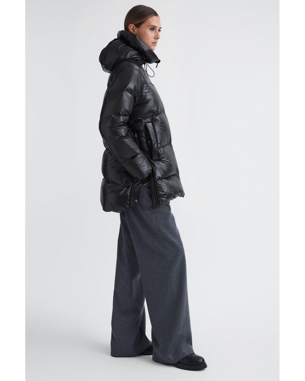 Mid length cheap black puffer coat
