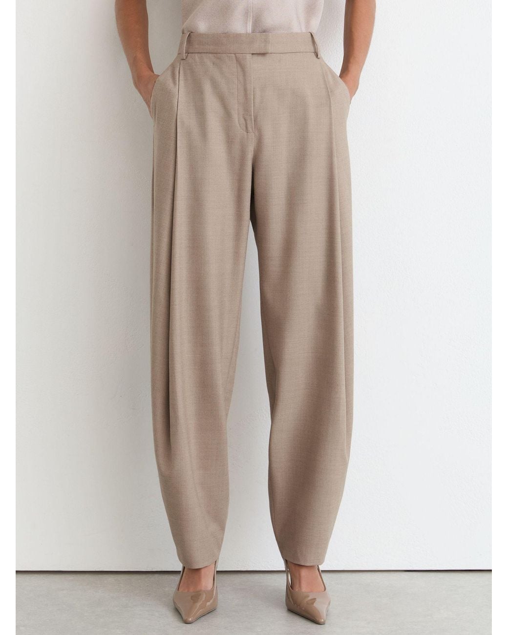 Reiss Natural Wool-Blend Barrel-Leg Suit Trousers