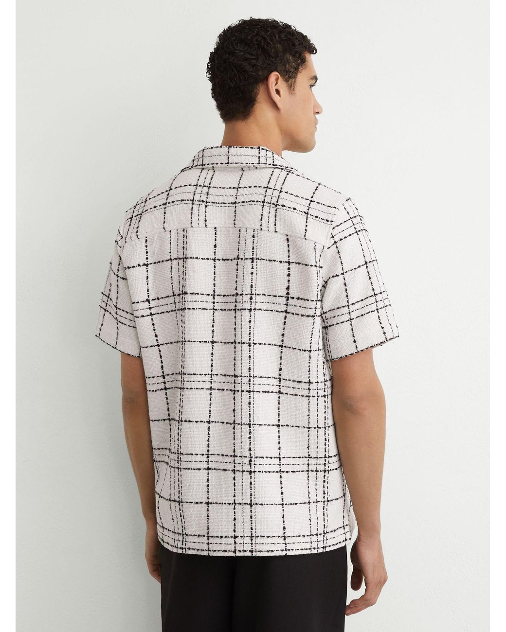 Reiss Natural Textured Check Cuban-Collar Shirt With Cotton for men
