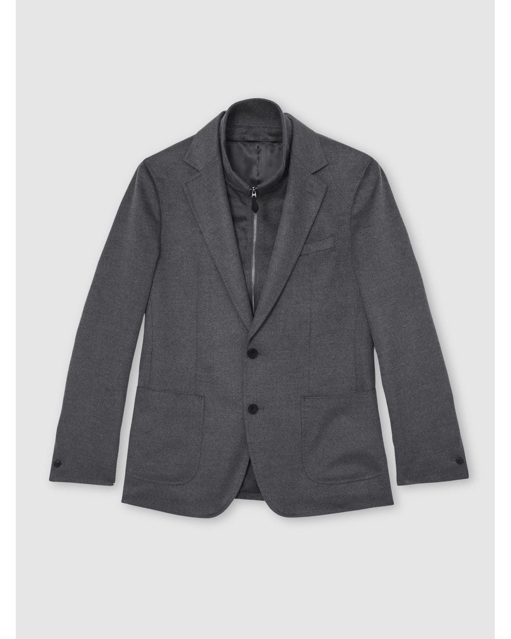 Reiss Gray Patch Single-Breasted Blazer With Gilet Insert Tailored-Fit for men