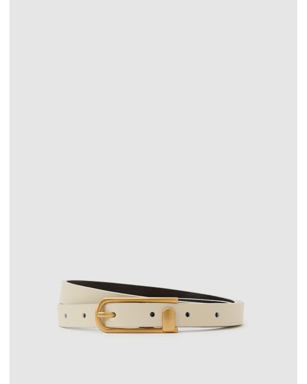 Reiss Natural Slim Leather Half-Keeper Belt