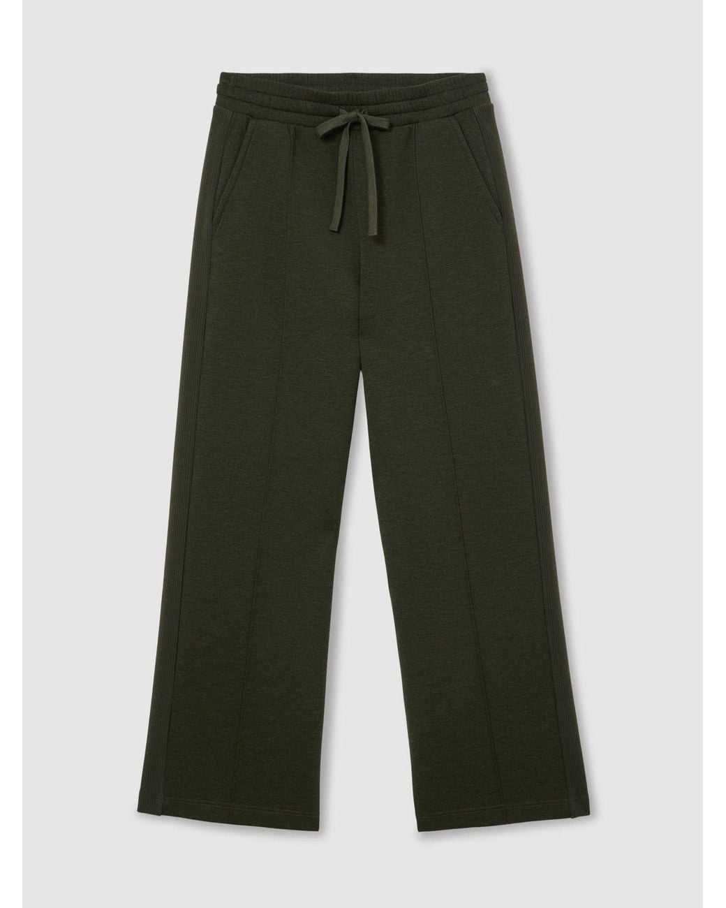 Reiss White Premium Interlock Wide-Leg Joggers