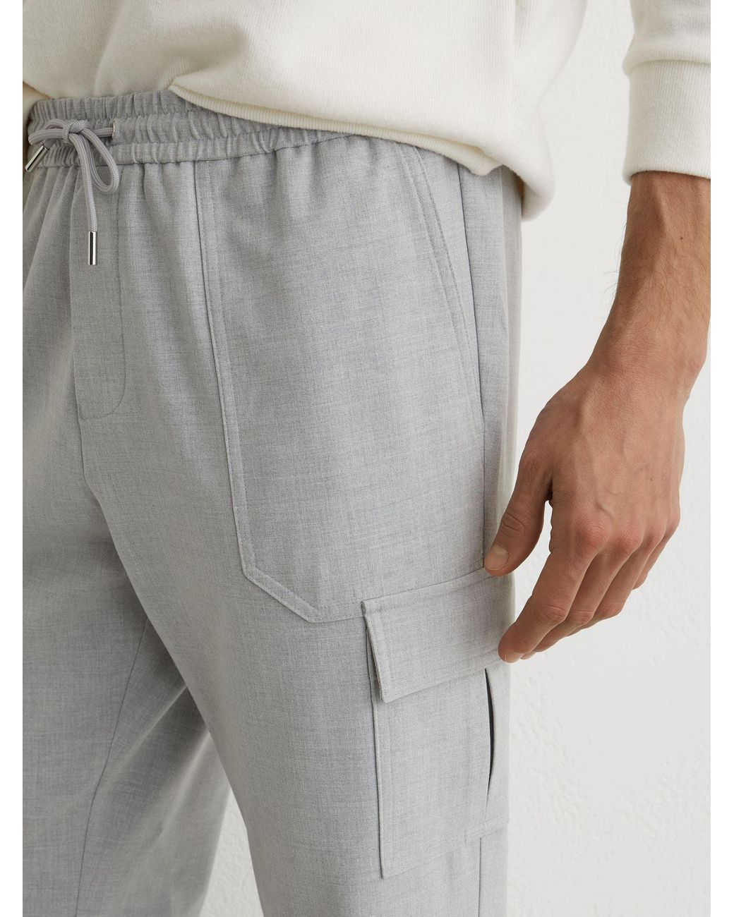 Reiss White Slim-Leg Drawstring Cargo Trousers for men