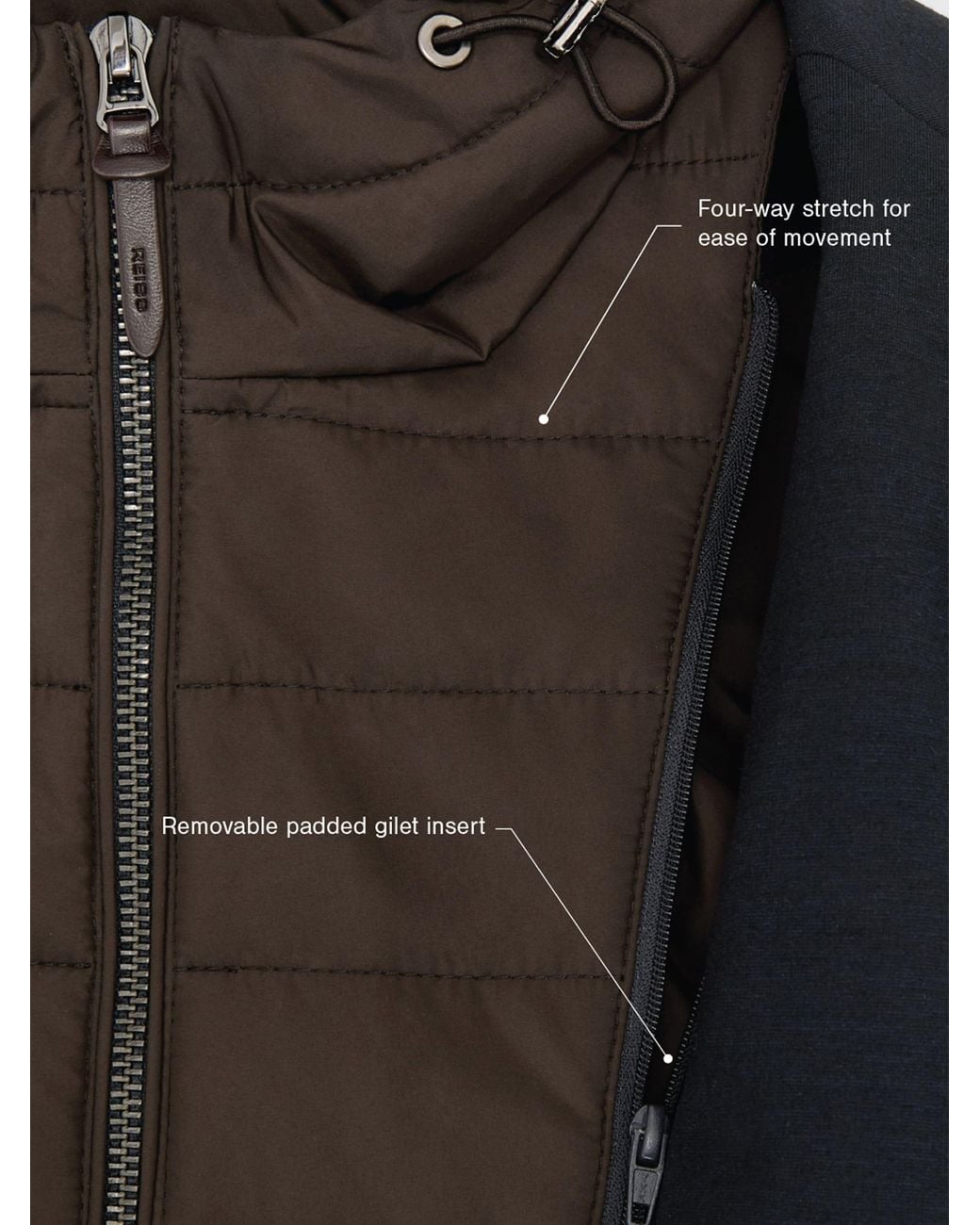 Reiss Blue Tailored Fit R-Flex Gilet-Insert Single-Breasted Blazer for men