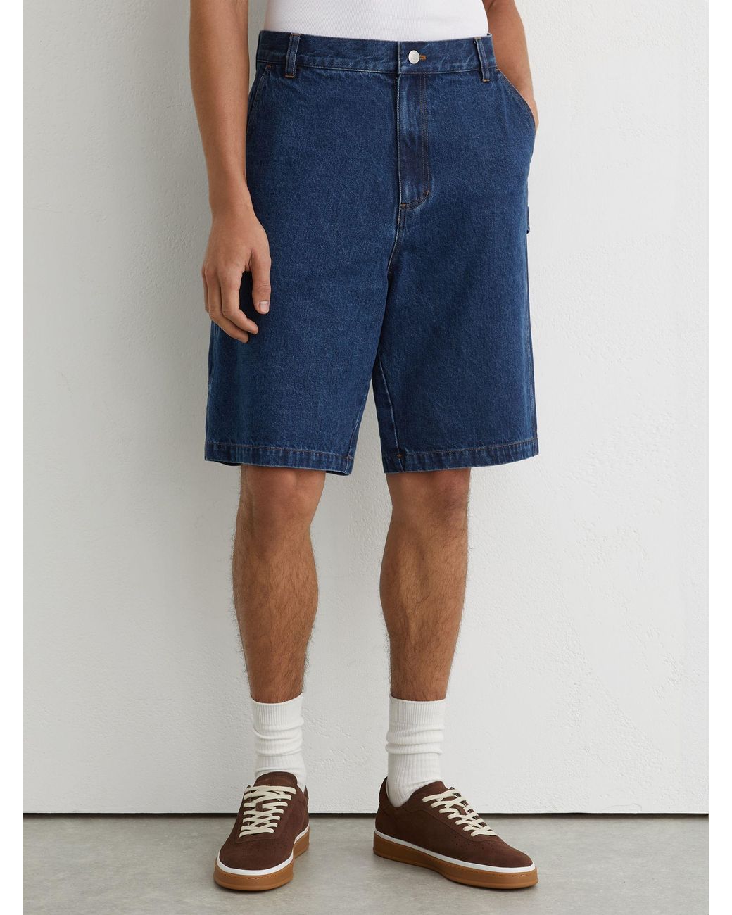 Reiss Blue Monogram Relaxed-Fit Denim Shorts for men