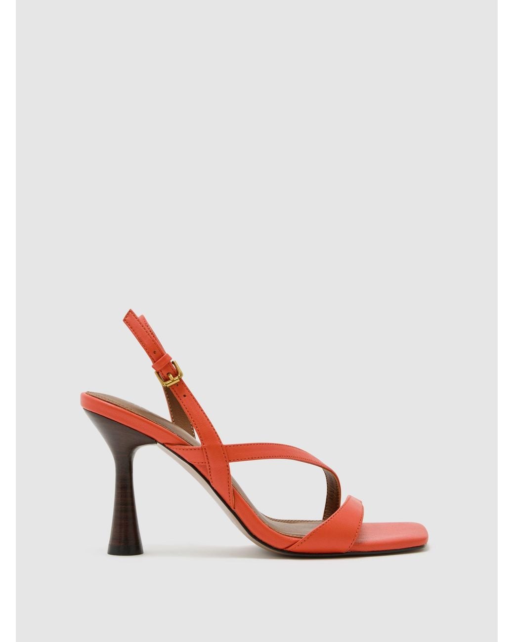 Reiss Pink Leather Cross-Strap Heeled Shoes