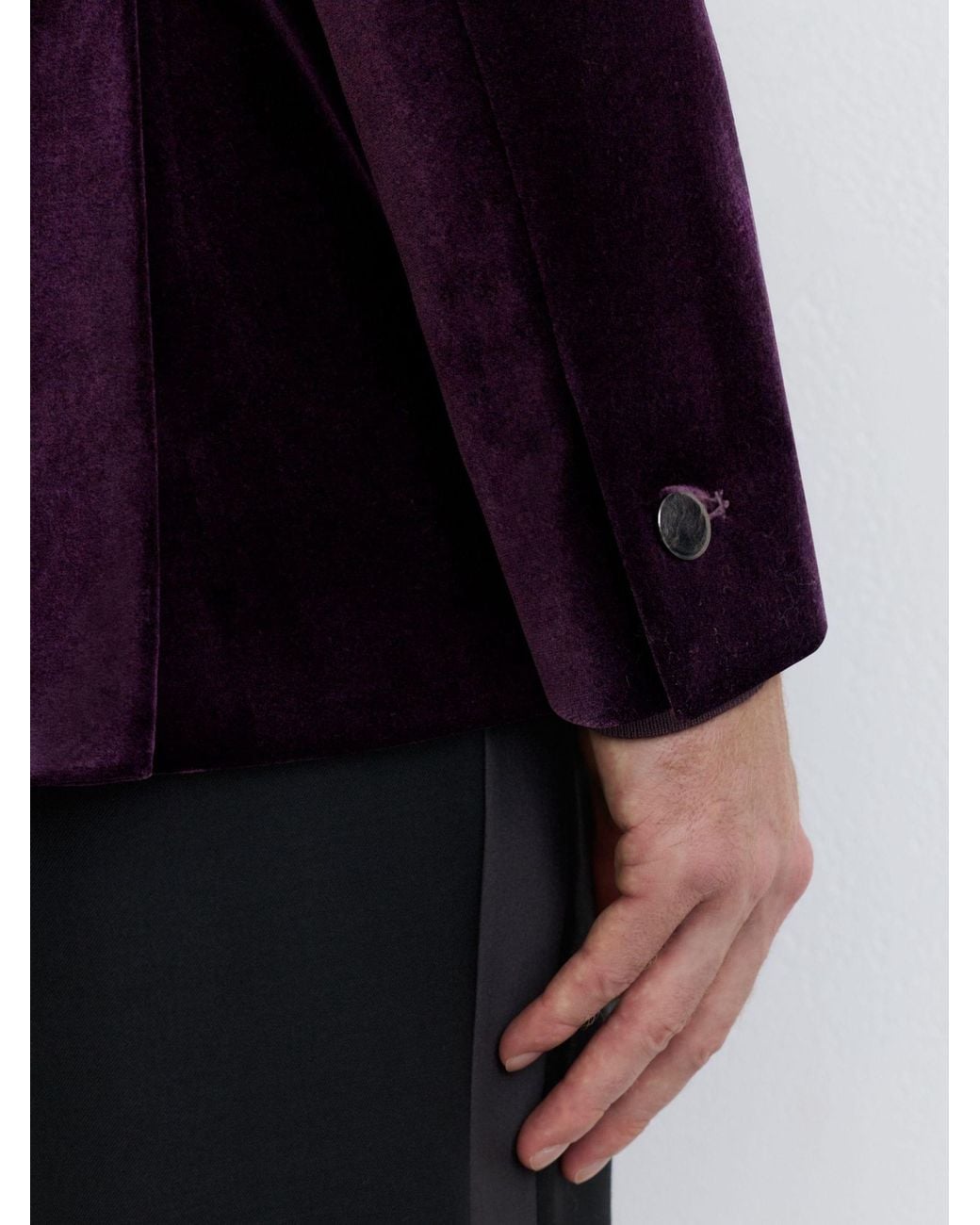 Reiss Blue Apsara - Purple Velvet Single-breasted Classic-fit Blazer, Us 42 for men