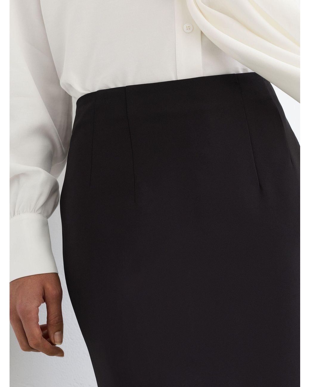 Reiss White Veronica High-Rise Pencil Midi Skirt
