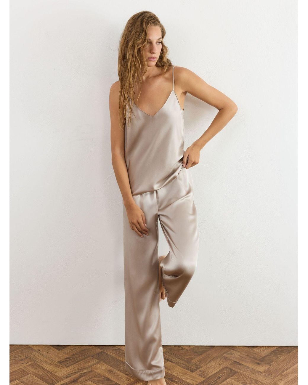 Reiss Natural Silk Cami And Trousers Pyjama Set