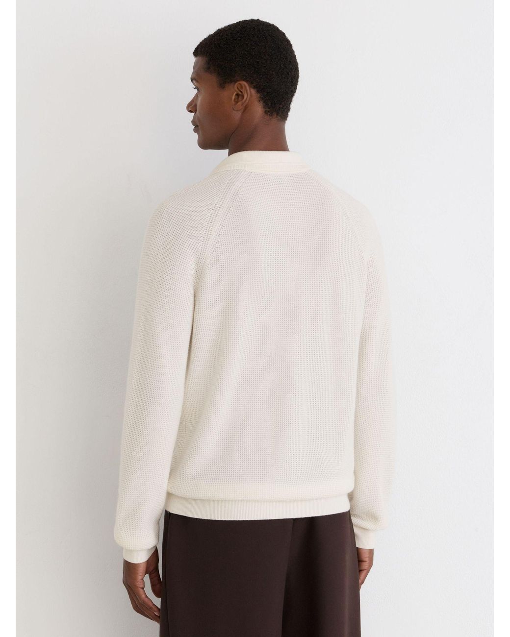 Reiss White Textured-Knit Open-Collar Jumper With Wool for men