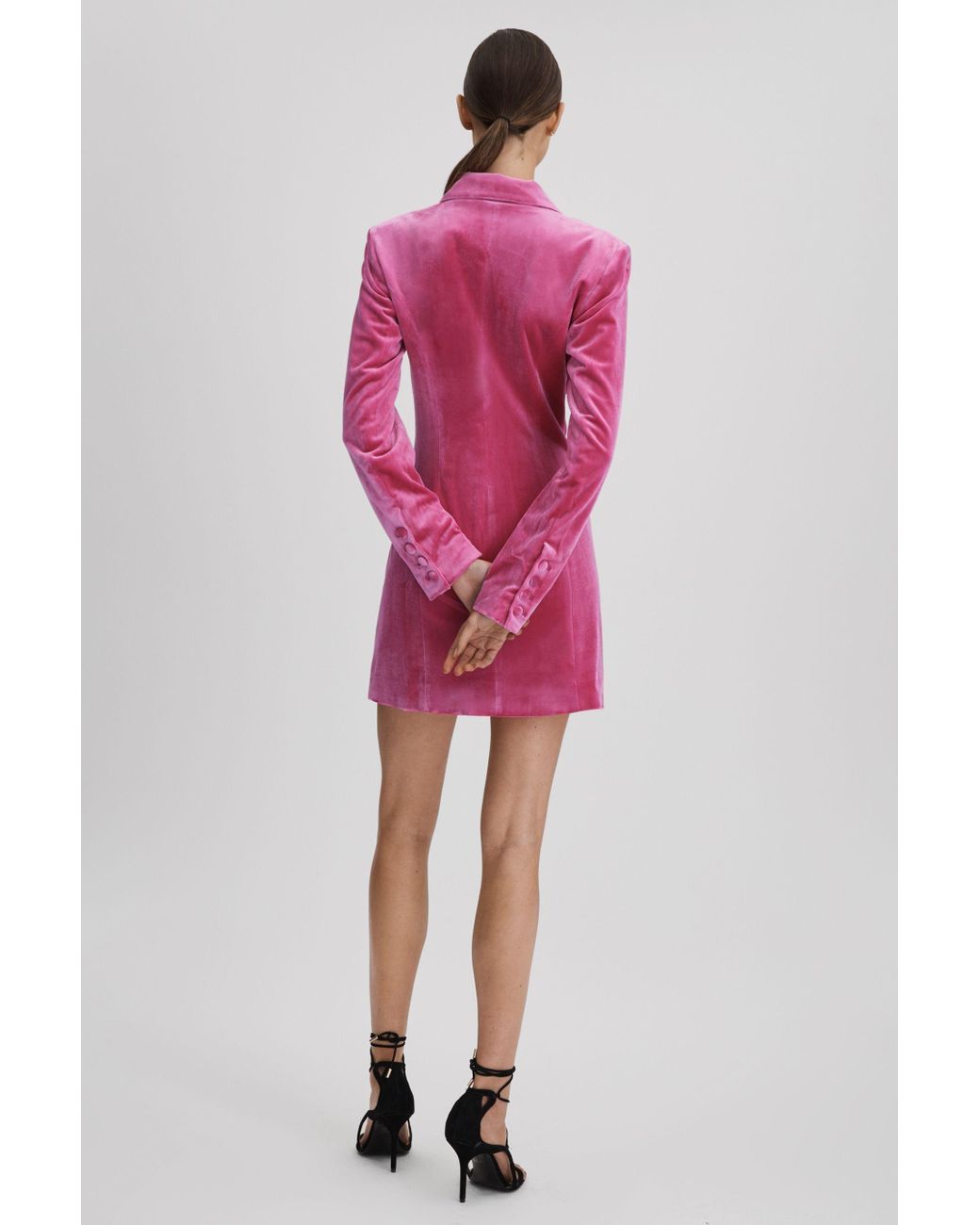 Pink velvet blazer on sale dress