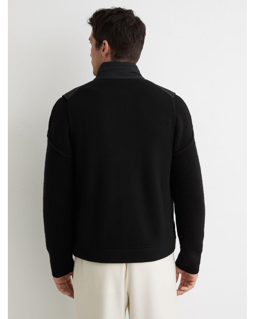 Reiss Black Funnel-Neck Quilted Knit Gilet for men