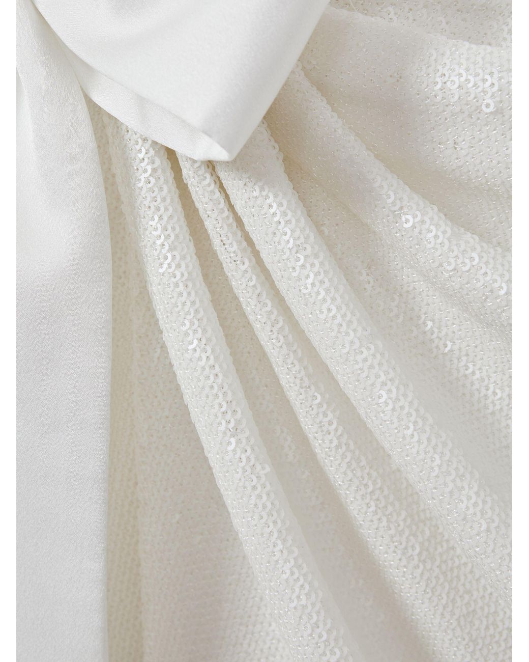 Halston Heritage White Sequin Side Tie Mini Dress, & Camel