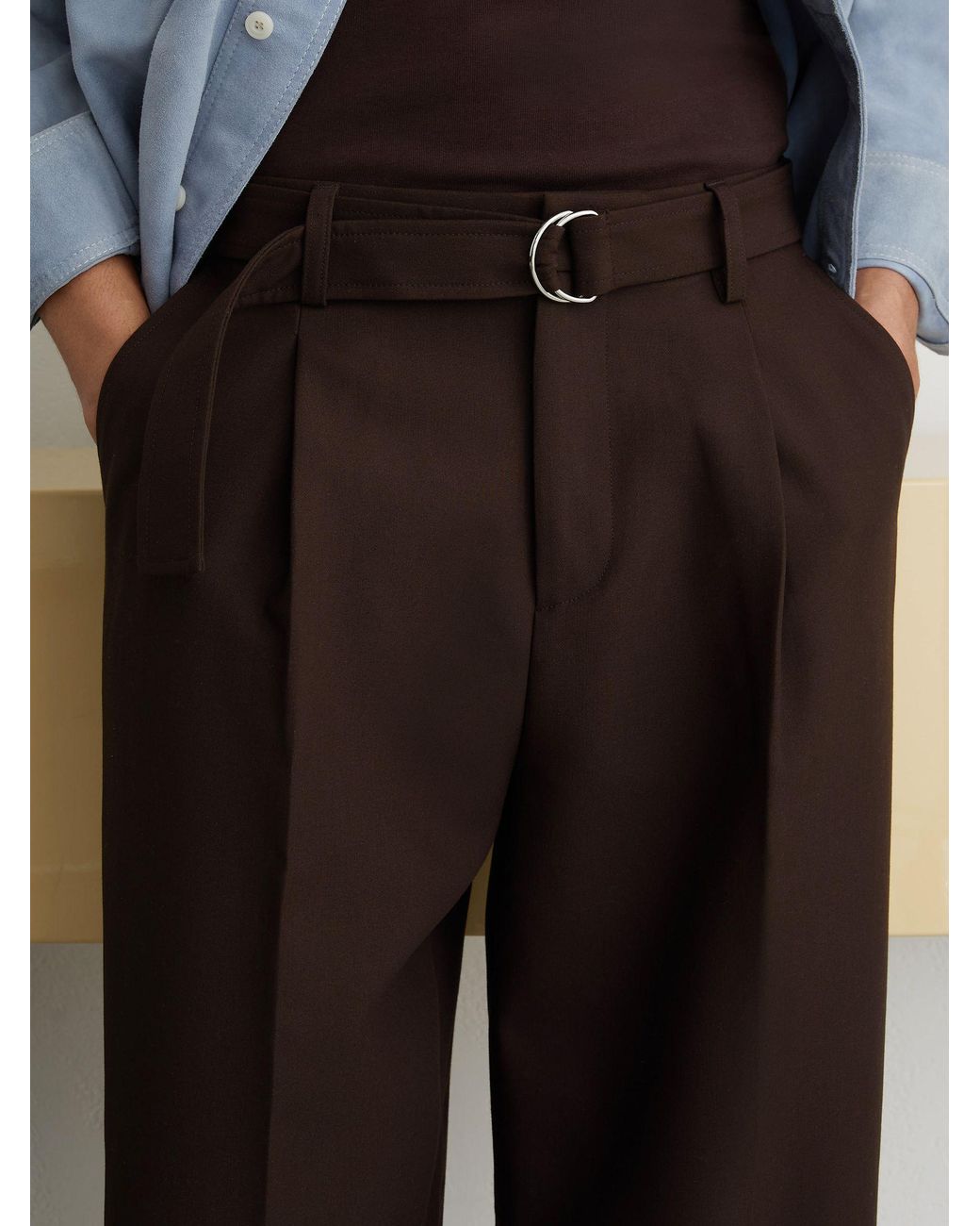 Reiss Natural Relaxed-Fit Belted Trousers for men