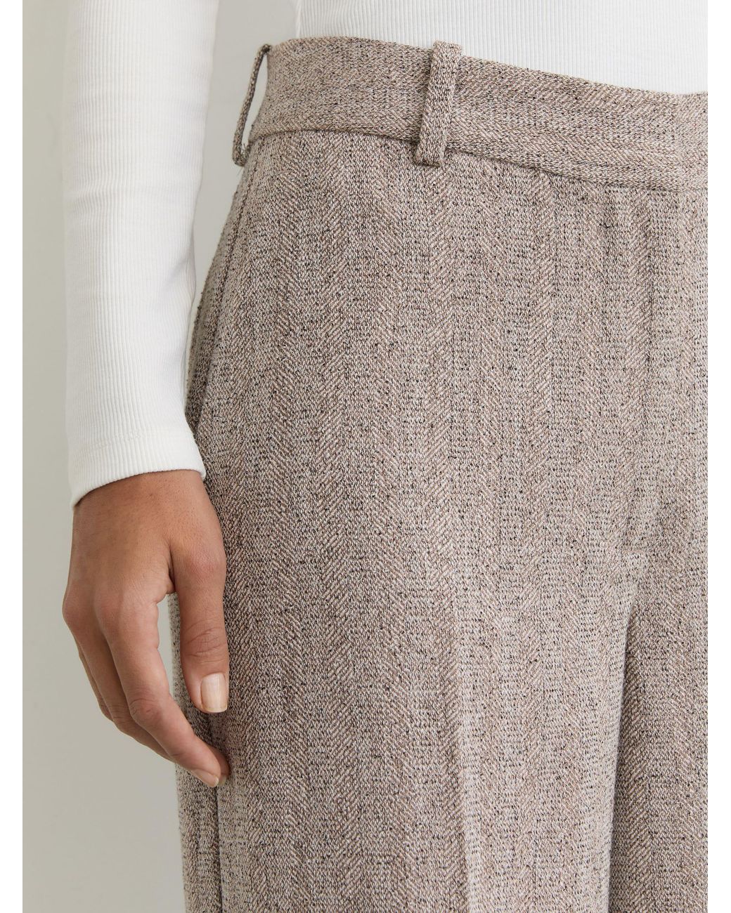 Reiss Gray Wide-Leg Textured Tailored Trousers