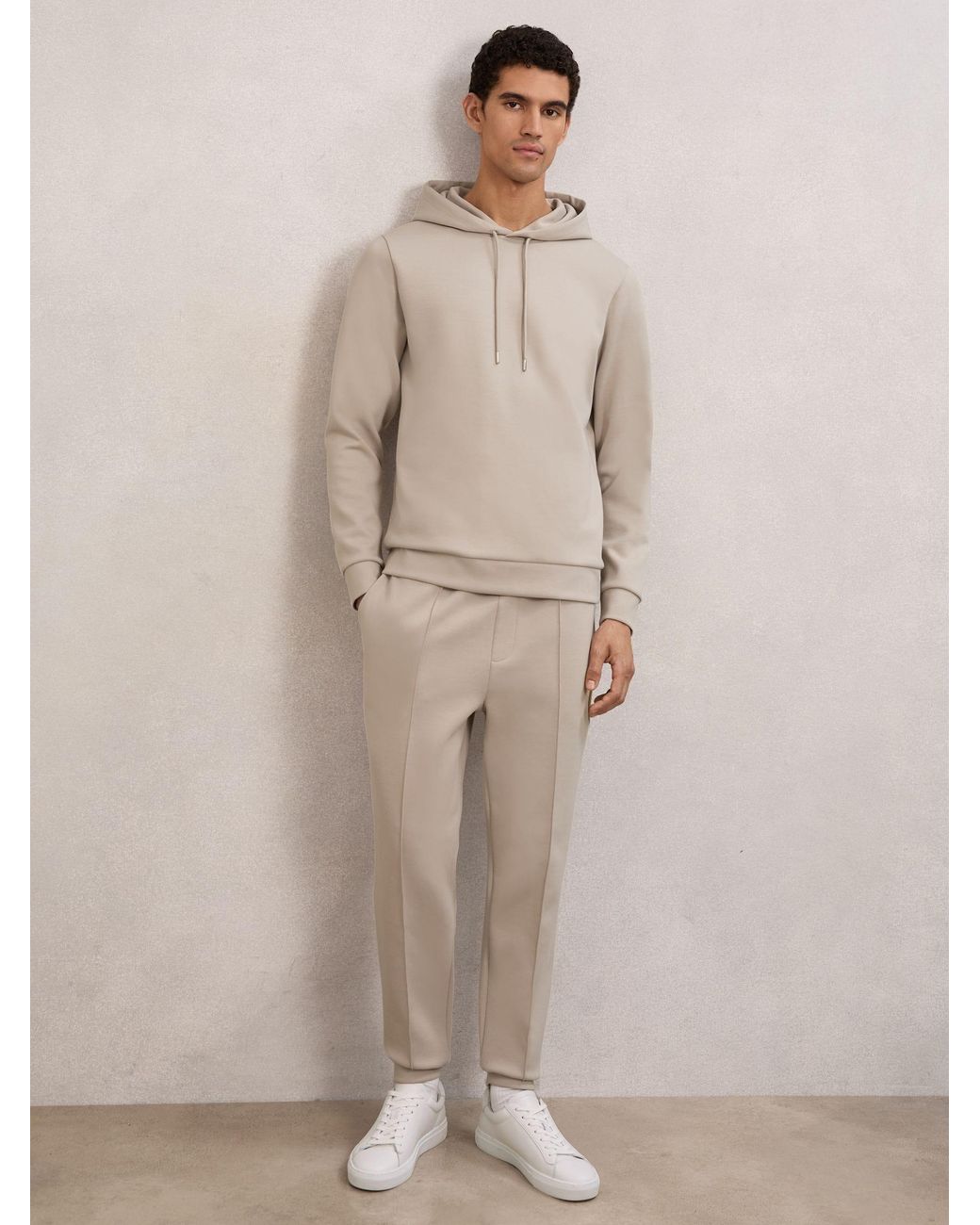Reiss Natural Interlock-Jersey Drawstring Hoodie for men