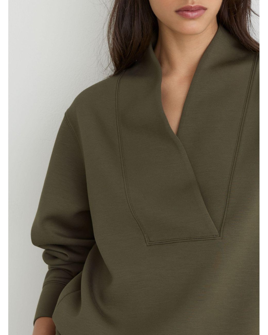 Reiss Green Premium Interlock Shawl-Neck Sweatshirt With