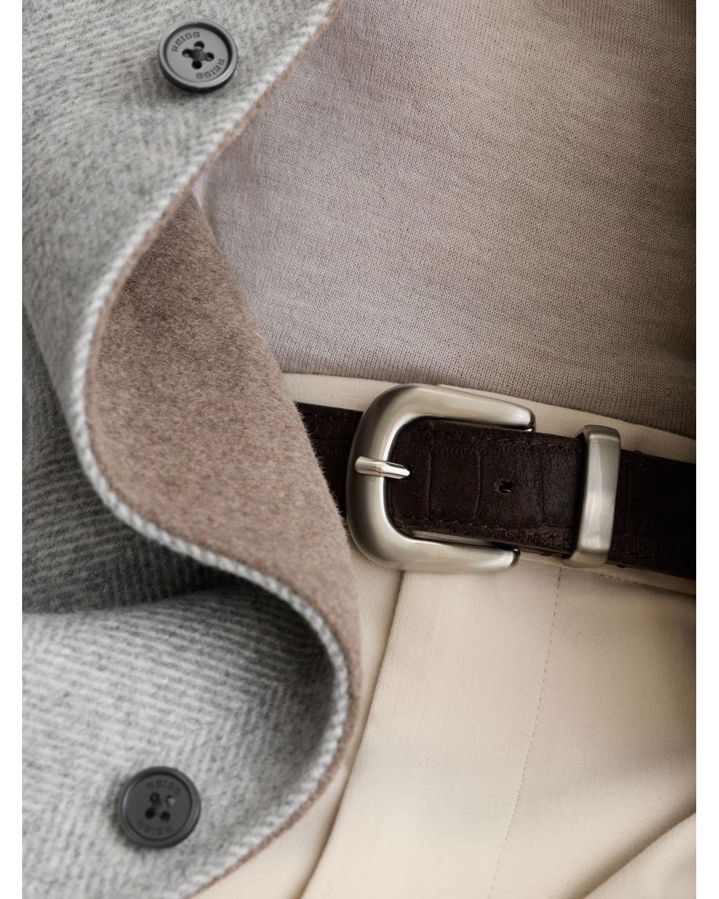 Reiss Gray Soft Gano Wool-Blend Herringbone Blind-Seam Overshirt for men