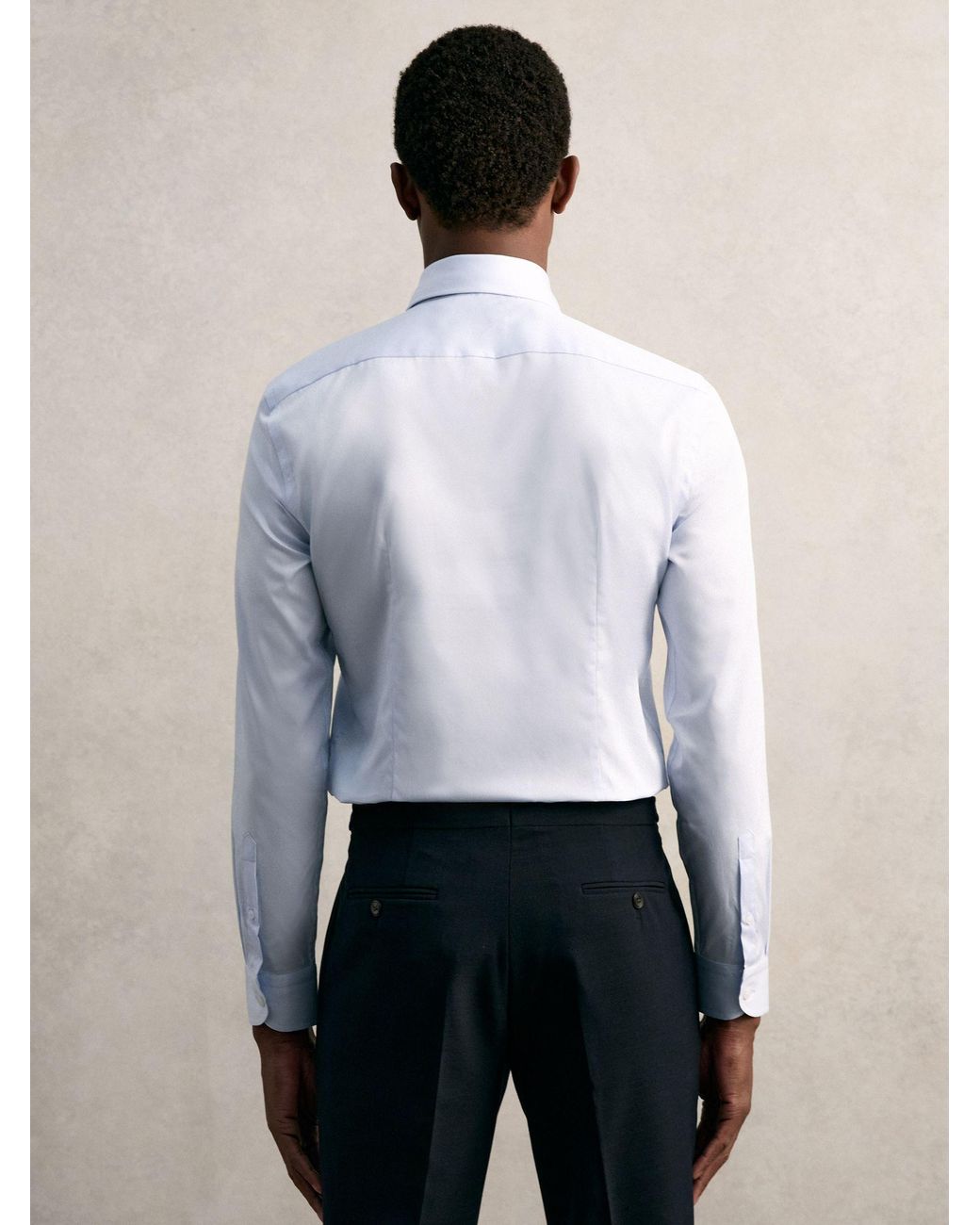 Reiss Blue Slim Fit Cotton Pin Collar Shirt for men
