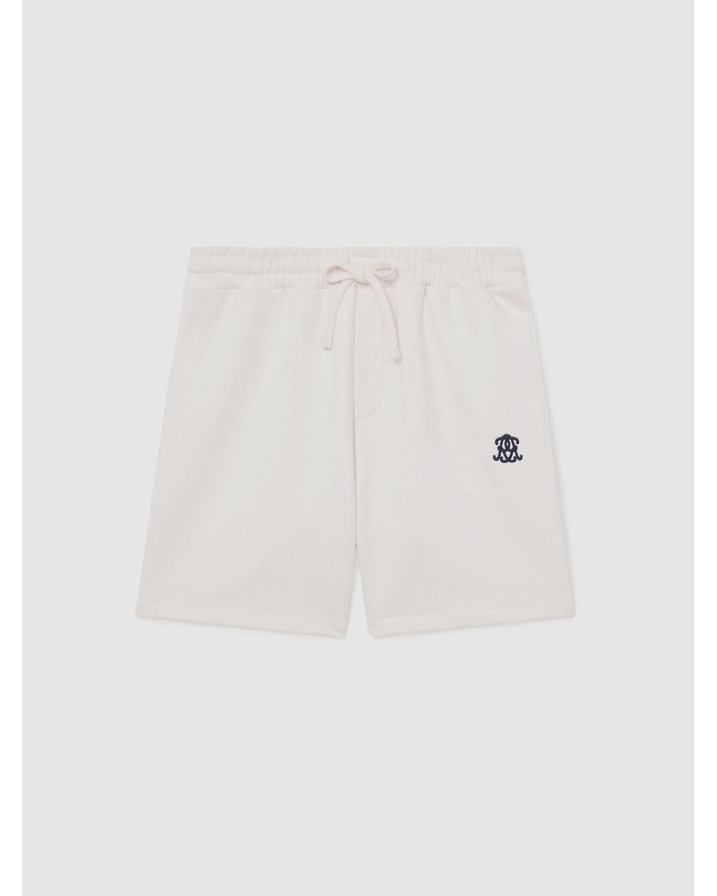 Reiss Blue Monogram Embroidered Cotton Shorts for men