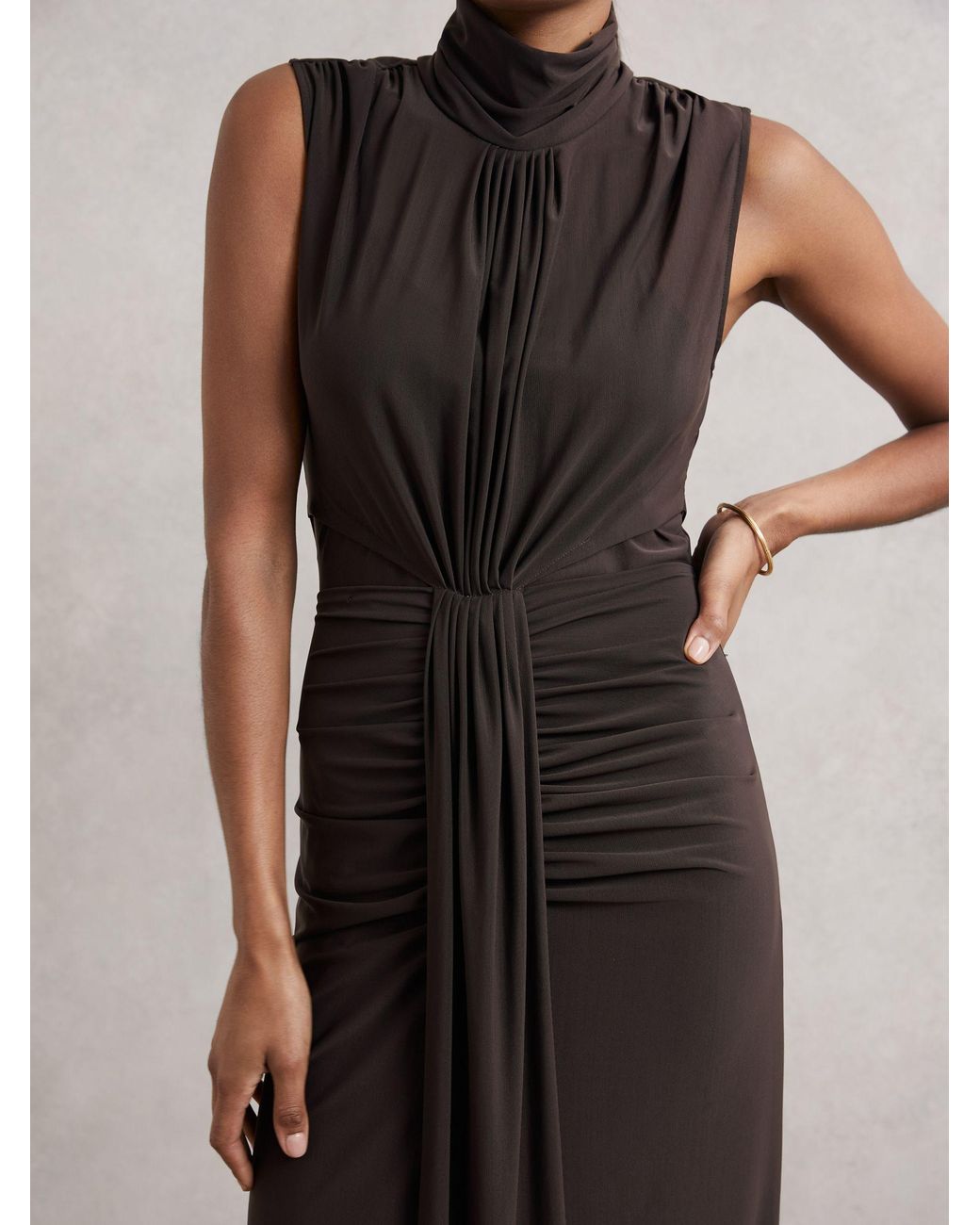 Reiss Multicolor Ruched Sleeveless Maxi Dress