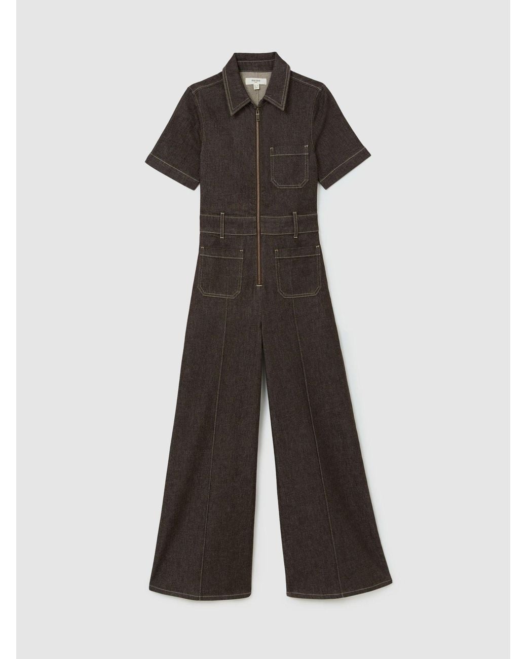 Reiss Multicolor Petite Denim Wide-Leg Jumpsuit