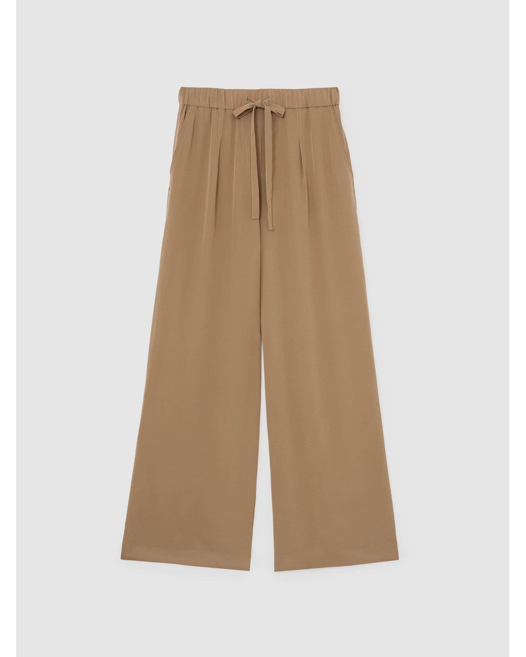 Reiss Natural Maria - Camel Matte-silk Wide-leg Trousers, Us 4 Regular