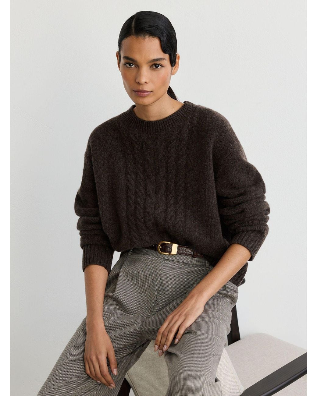 Reiss Black Leather Croc-Effect Belt