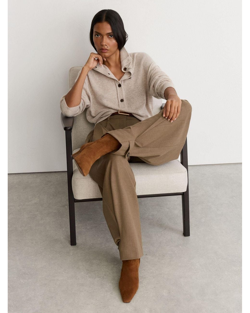Reiss Natural Suede Chisel-Toe Low-Heel Ankle Boots
