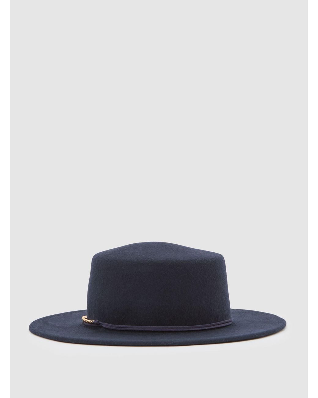 Reiss Blue Lacey - Navy Wool Felt Chain-strap Fedora Hat, M-l