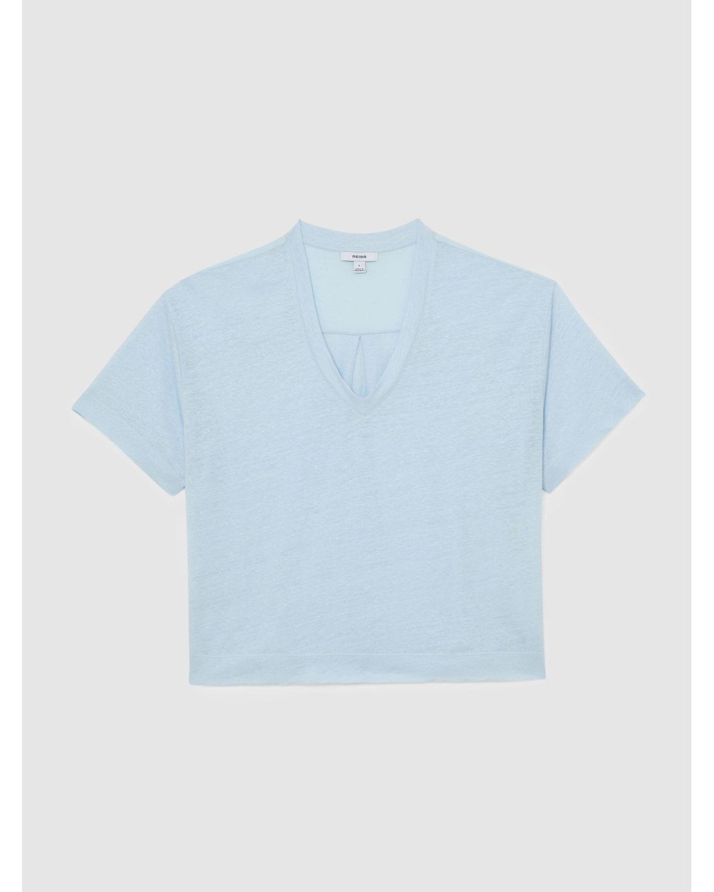 Reiss White Linen V-Neck T-Shirt