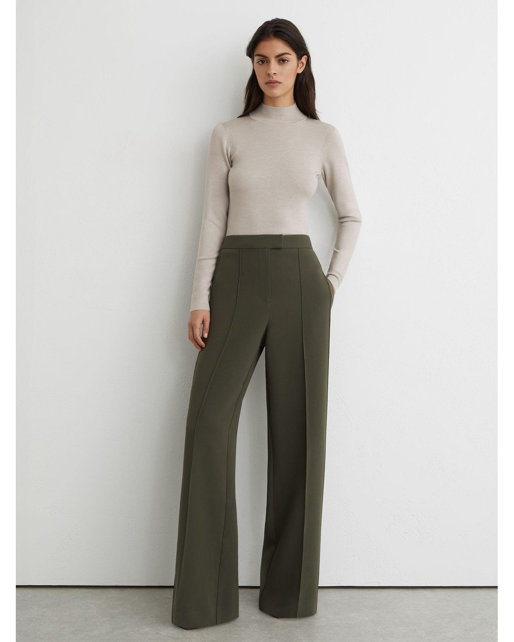 ATELIER White Silk-Blend Mock-Neck Top