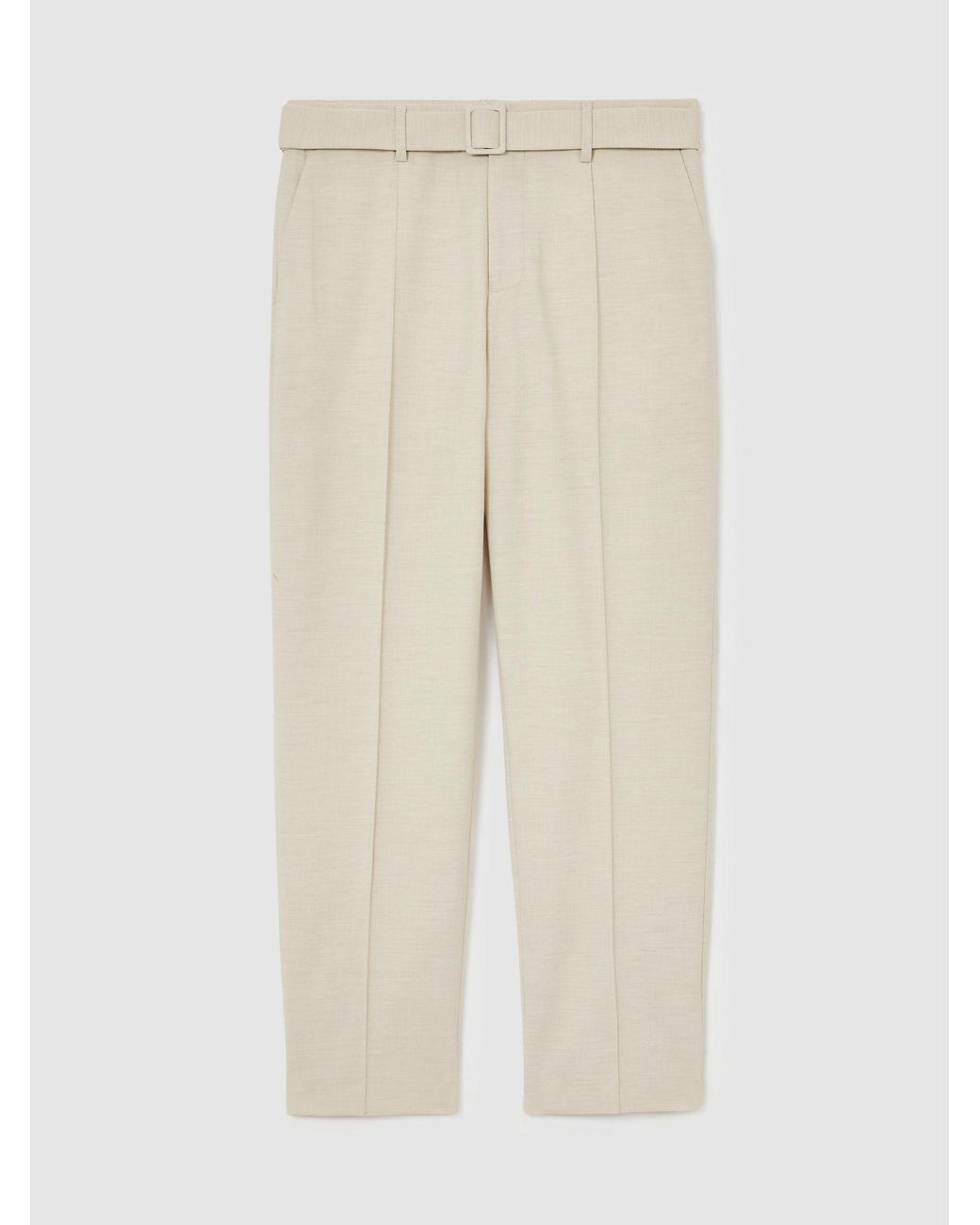 Reiss Natural Peshi - Stone Relaxed-fit Belted Pintuck Trousers, 30 for men