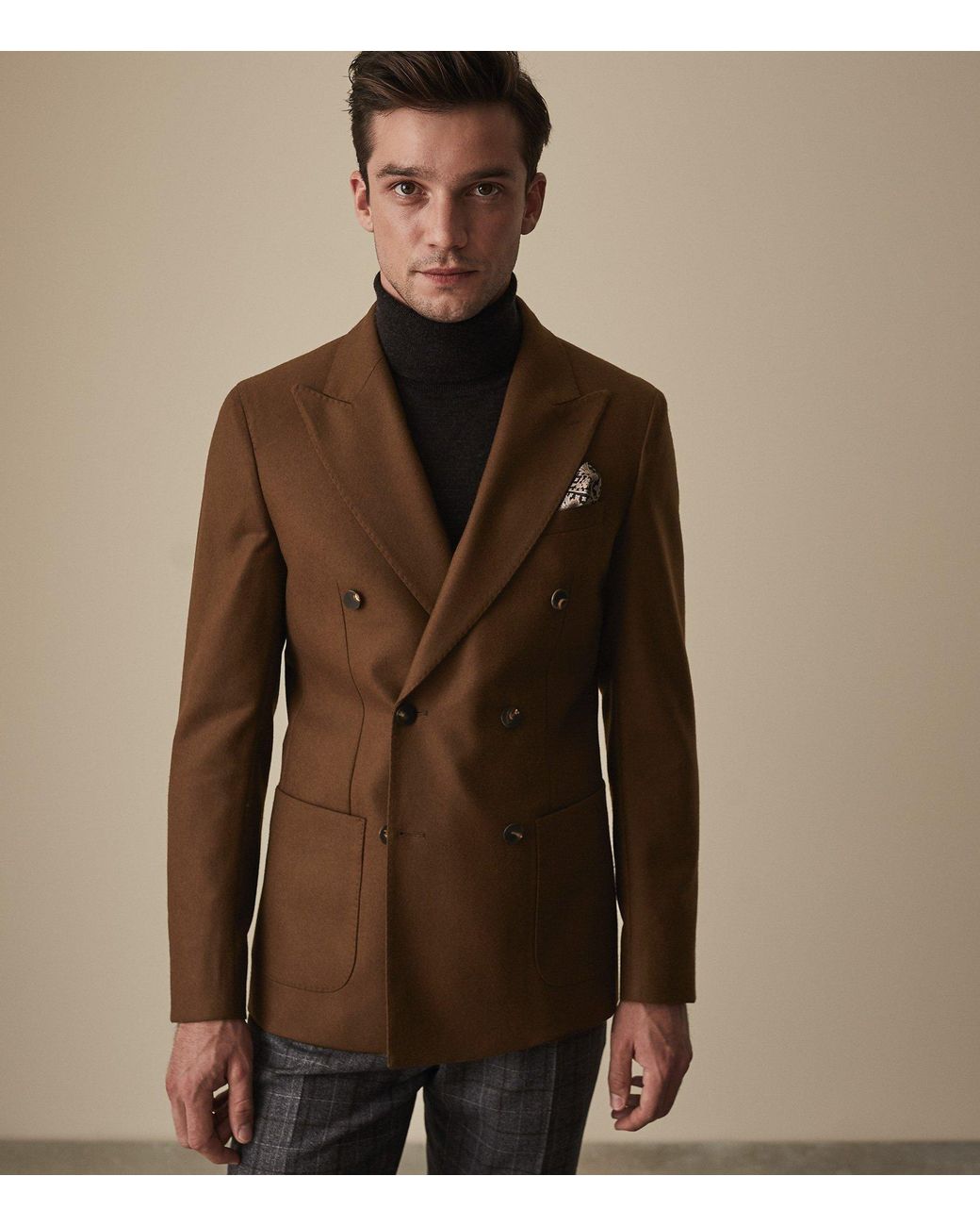 Reiss Magnum Double Breasted Blazer in Brown for Men Lyst