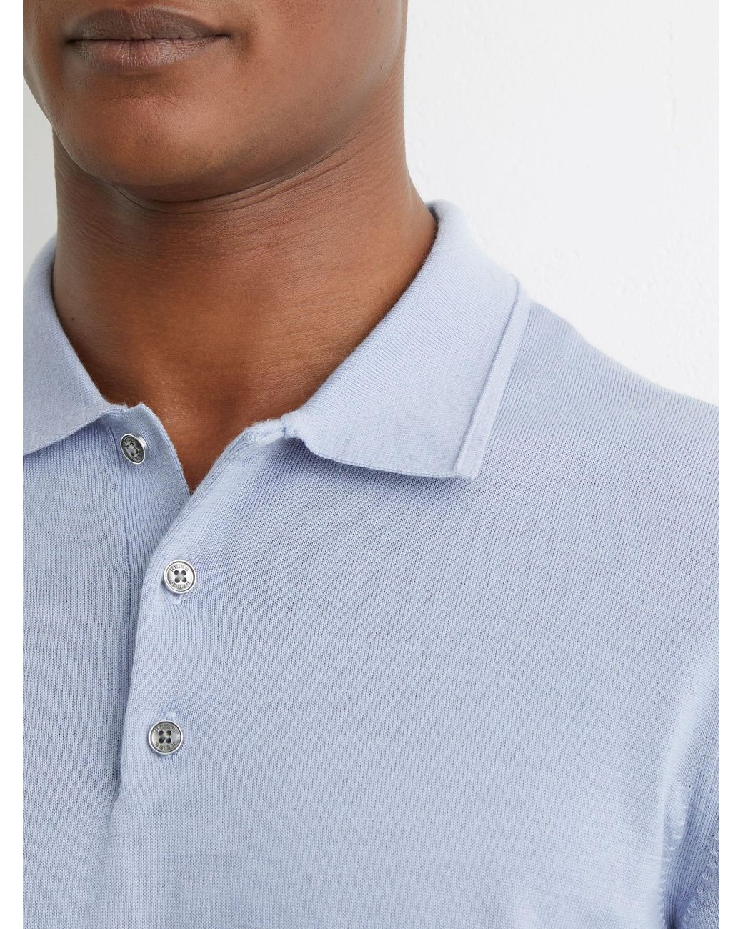 Reiss Blue Merino Wool Short-Sleeve Polo Shirt for men