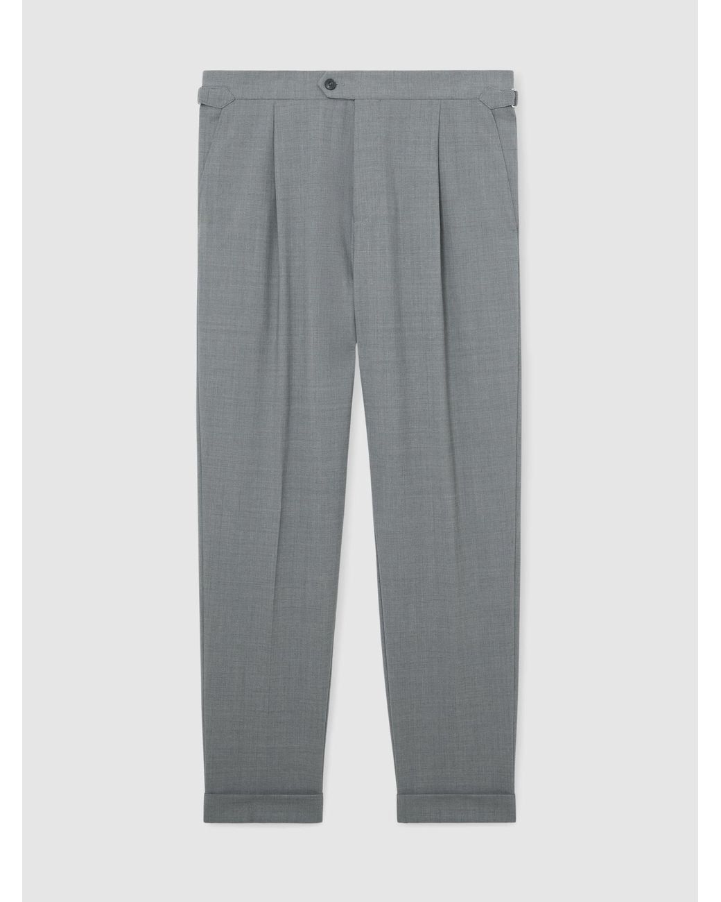 Reiss Gray Adjuster - Light Grey Promise Adjuster Tailored-fit Side-adjuster Suit Trousers Wool-blend, 32w X 31l (uk 32 R) for men