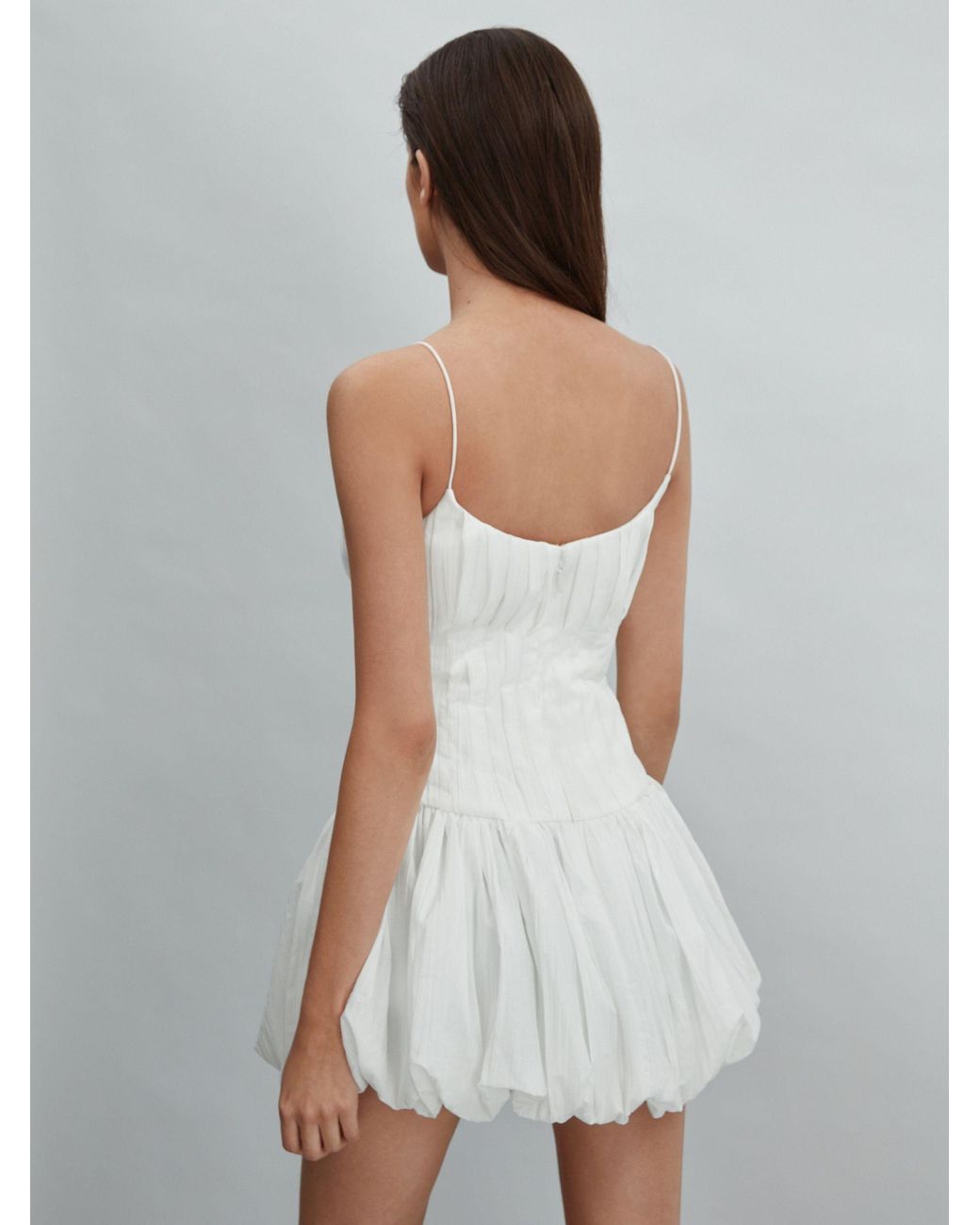 Acler White Crinkled Puff Hem Mini Dress