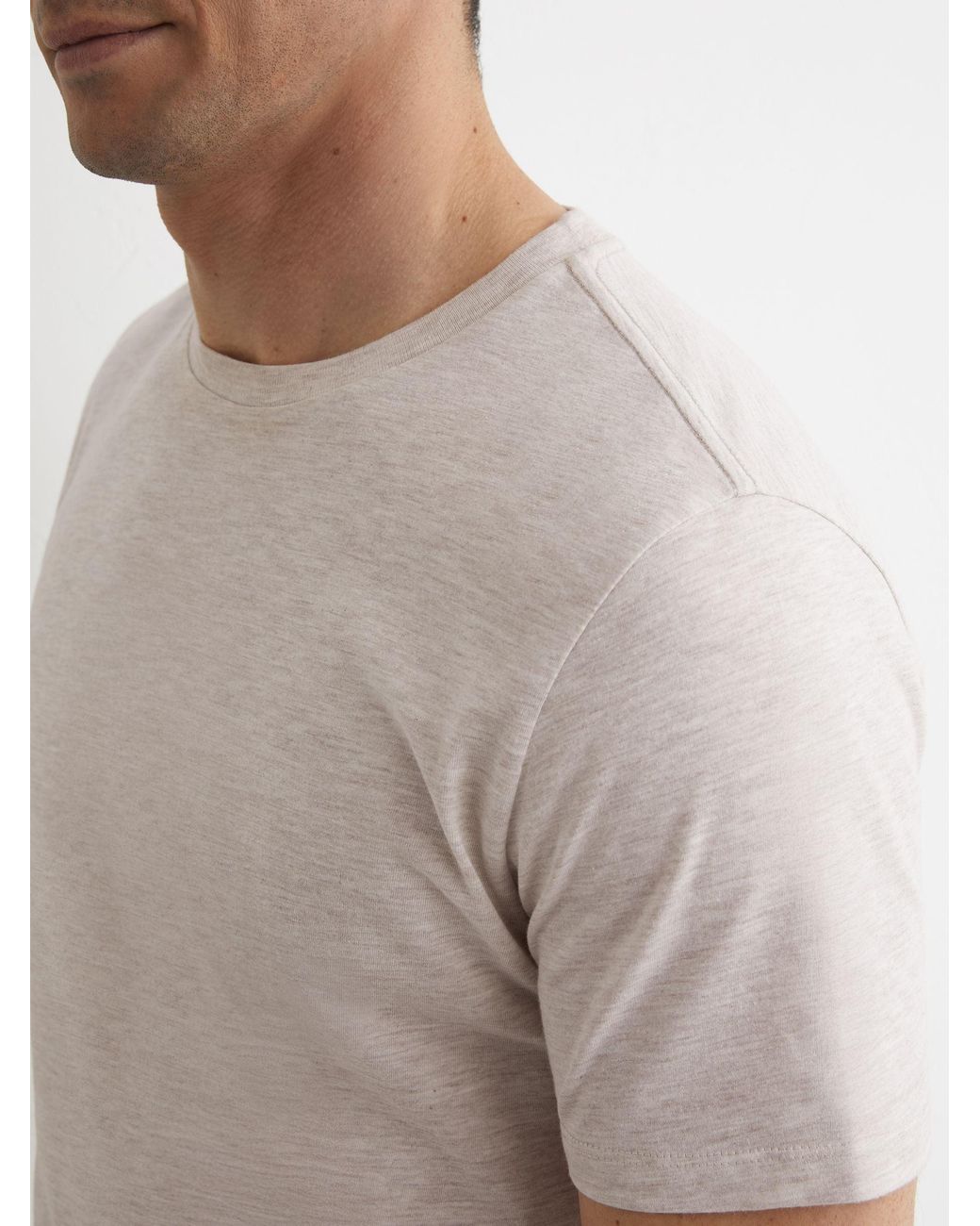 Reiss Gray Bless - Wheat Melange Marl Crew Neck T-shirt, S for men