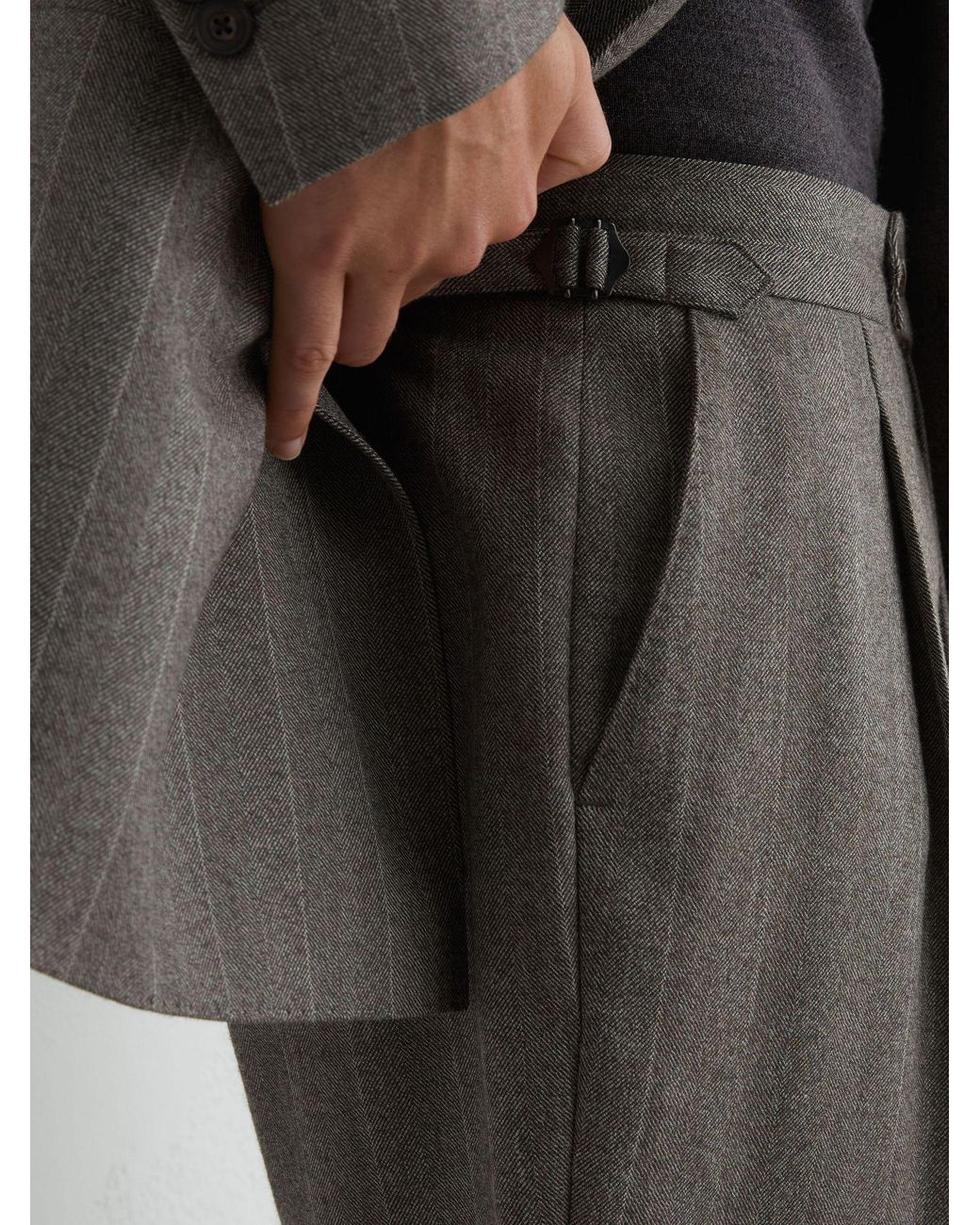 Reiss Gray Classic Fit Wool Pinstripe Suit Trousers for men