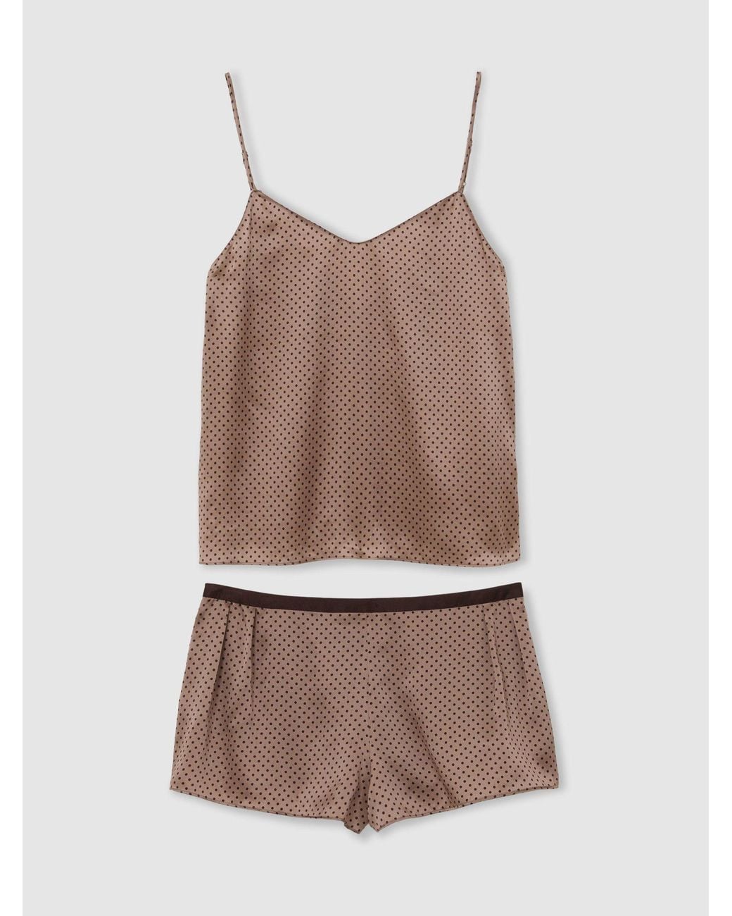 Reiss Natural Silk Polka-Dot Cami And Shorts Pyjama Set