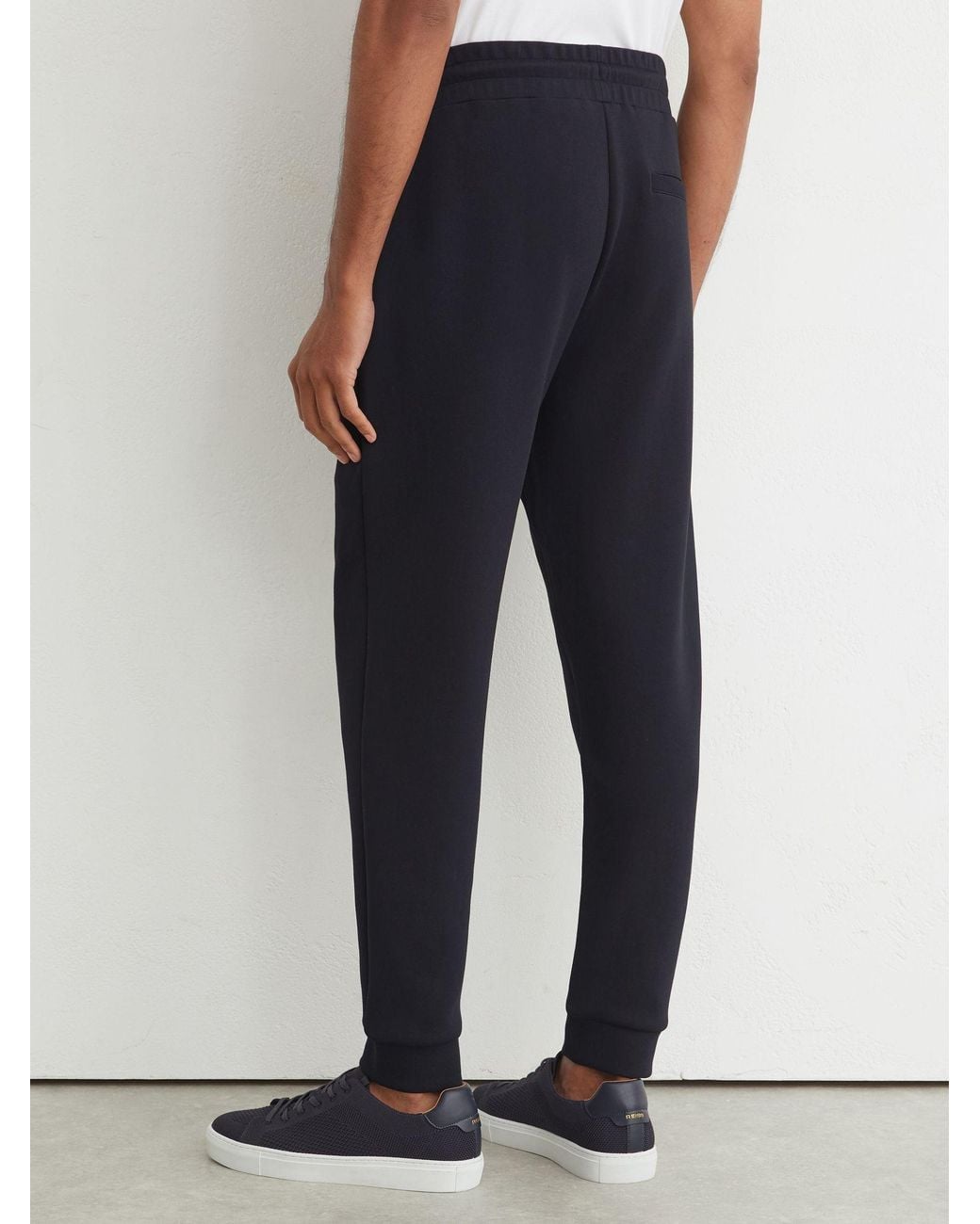 Reiss White Sueded Interlock Jersey Cuffed Joggers for men
