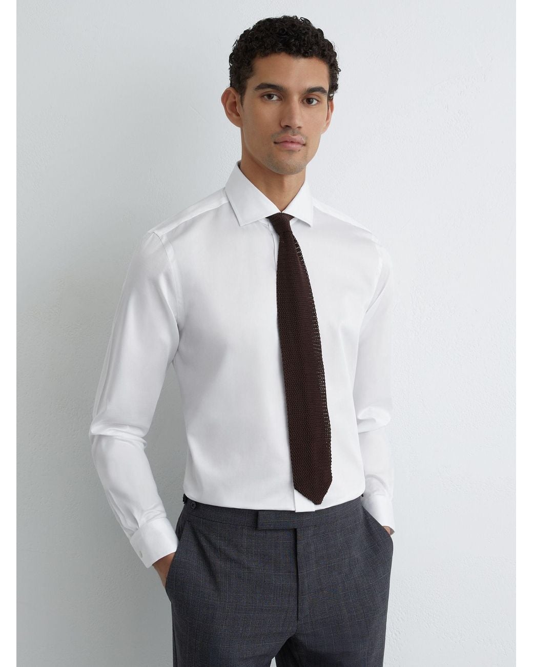 Reiss White Stretch-Cotton Regular-Fit Shirt for men