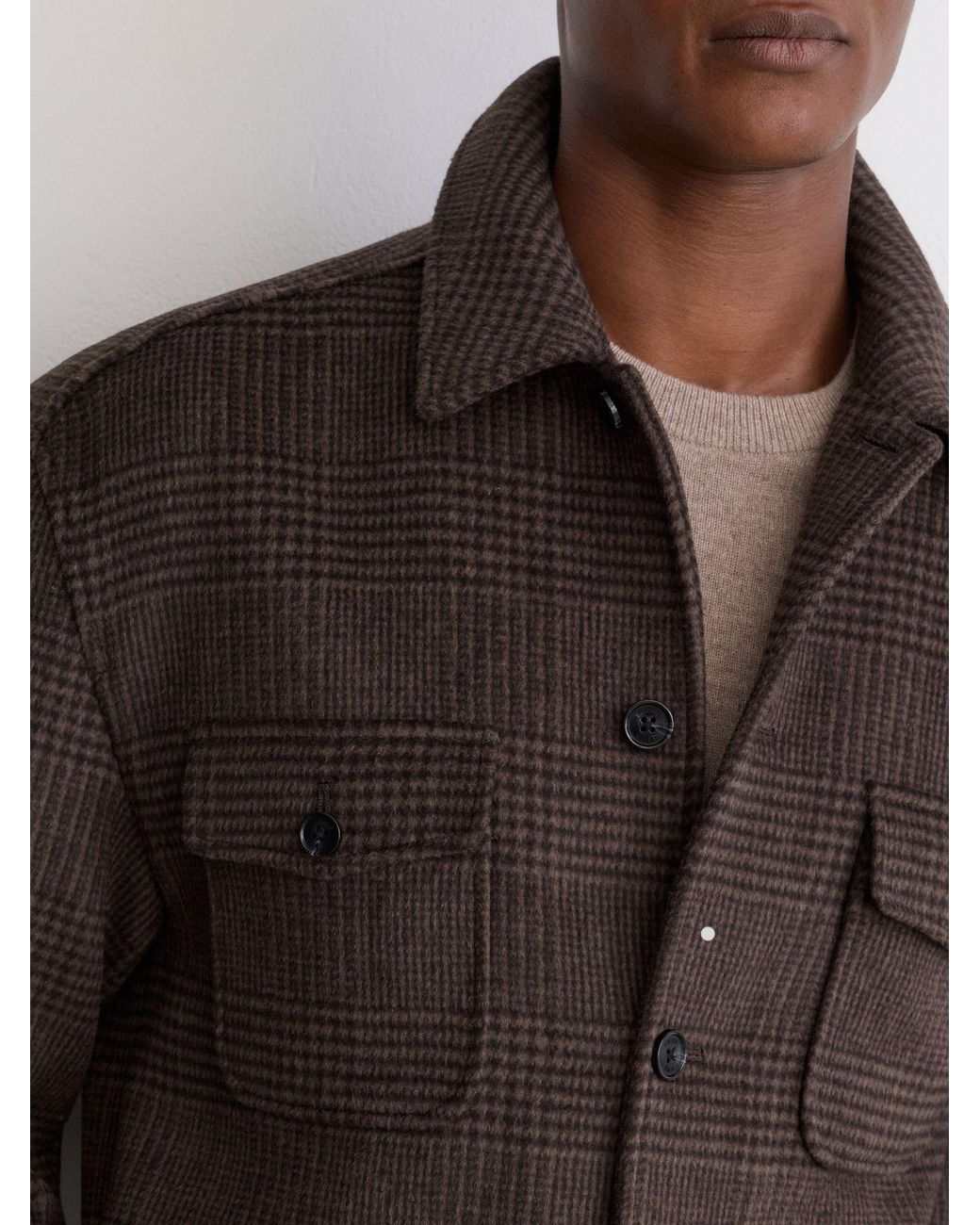 Reiss Brown Liam Wool-Blend Twin-Pocket Overshirt for men