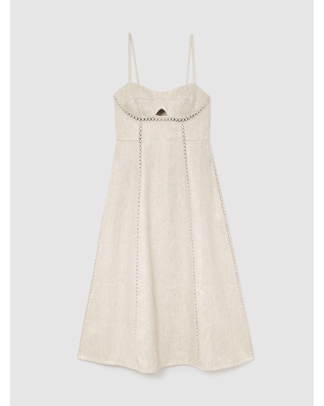 Reiss Natural Linen-Blend Fit-And-Flare Midi Dress